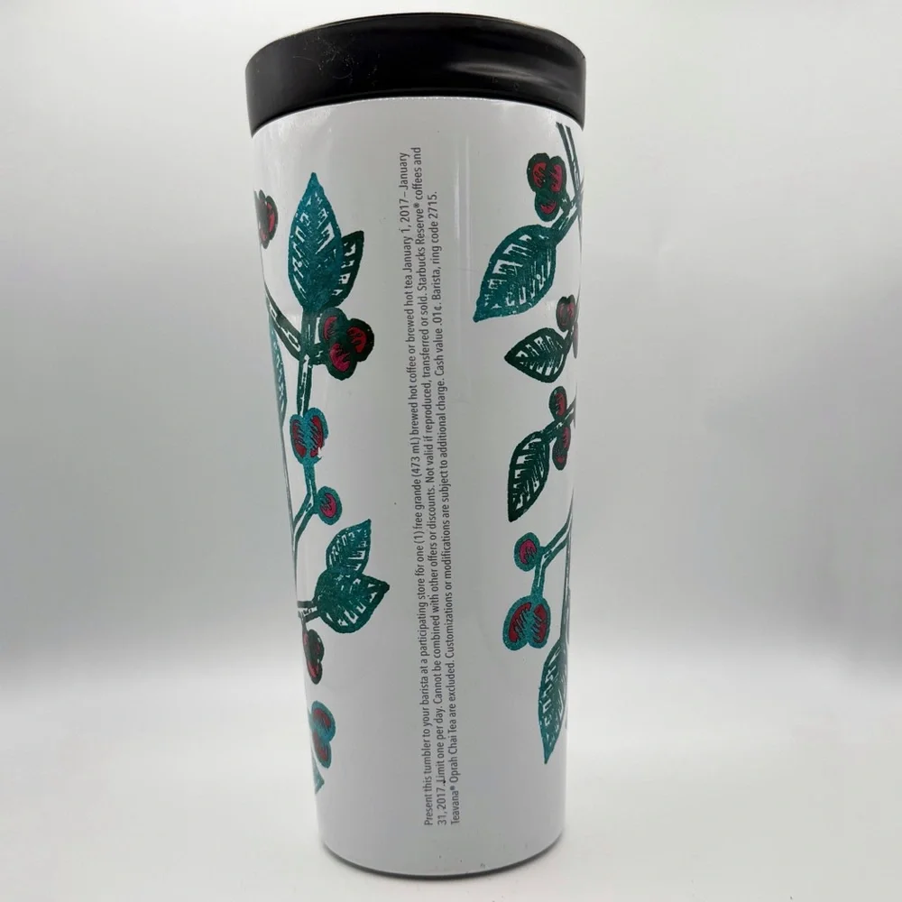 Starbucks 2016 holiday insulated stainless steel tumbler White Holly Berry 16 oz